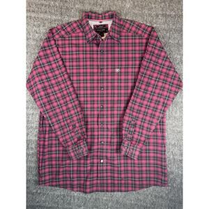 Mens Hot Pink & Black Checkered Ariat Pro Stretch Tall Man Button Up Shirt XLT